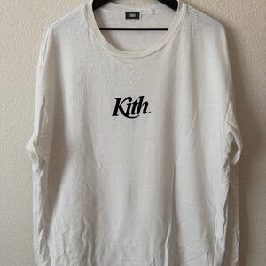 Kith Pigment Dyed Swash Long Sleeve White Black Logo Tee Shirt Size XXL